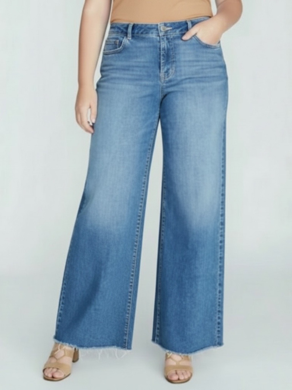 LANE BRYANT Frayed Hem Wide Leg Jeans